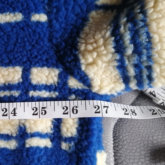 NWT Anthropologie Porridge Quinn Sherpa Fleece Blue Cream Sporty Hoodie - Picture 9 of 15